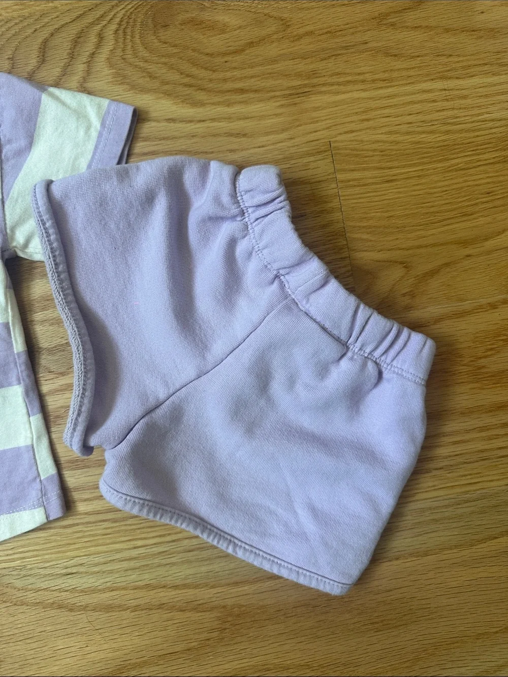 Zara Lavender and Cream Striped Bluey Tee with Lavender Shorts